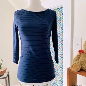 H&M Navy/Black Striped 3/4 Sleeve Pima Cotton Tee (size S)